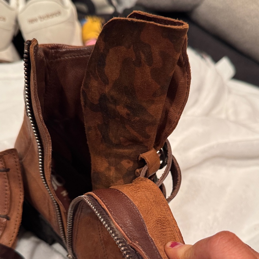 A.S.98 Brown Combat Boots with Strap Design - Picture 3 of 6